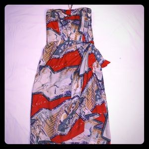 Retro silk Asian print dress and jacket